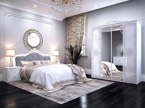 Komoda biała z szufladami Diamante 118 cm połysk glamour do salonu i sypialni Intesi