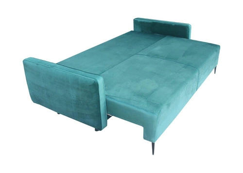 Sofa rozkładana Arosa z funkcją spania do salonu welurowa zielona z pojemnikiem Intesi