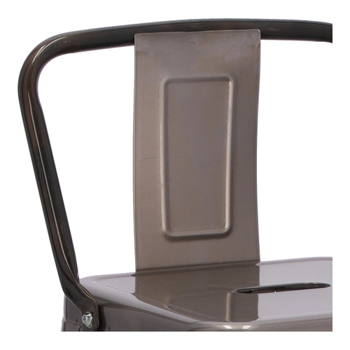 Hoker Paris Back 66 cm metalowy z oparciem industrialny srebrny do kuchni i wyspy inspirowany Tolix