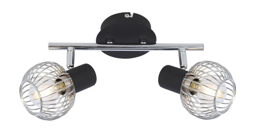 Nowoczesna lampa sufitowa Oslo czarna chrom regulowana do salonu lub sypialni 2-punktowa