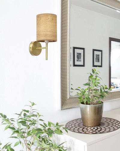 Kinkiet ścienny Yan orzechowy nowoczesny z abażurem do sypialni i salonu Candellux