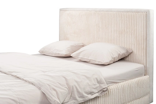 Łóżko tapicerowane Foggy 160x200 beżowe z pojemnikiem skandynawskie do sypialni