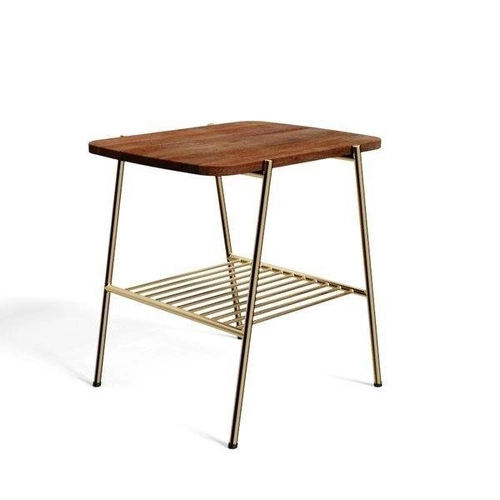 Stolik kawowy Devon prostokątny drewniany mango orzech włoski z półką glamour do salonu Intesi