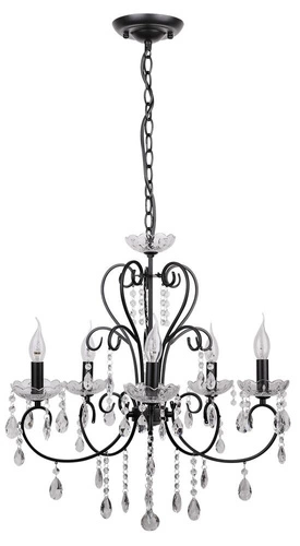 Lampa wisząca Aurora czarna glamour 5-punktowa żyrandol do salonu i jadalni
