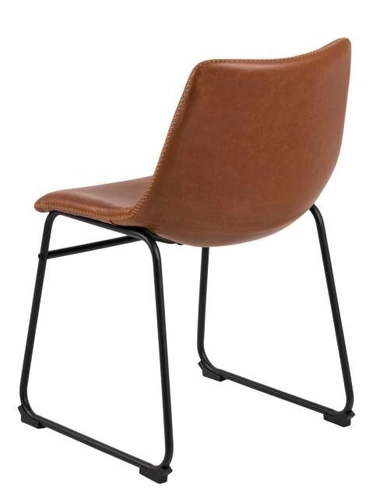 Krzesło do jadalni Oregon Actona tapicerowane ekoskóra brązowe na czarnych płozach nowoczesne