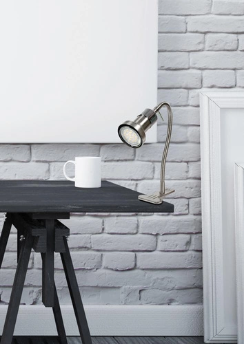 Lampa stołowa Arkon lampka klips 1x50W GU10 satyna nikiel+chrom bez żarówek
