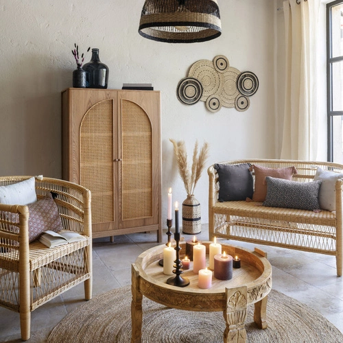 Stolik kawowy okrągły Gypsy drewniany mango 74 cm boho do salonu Atmosphera