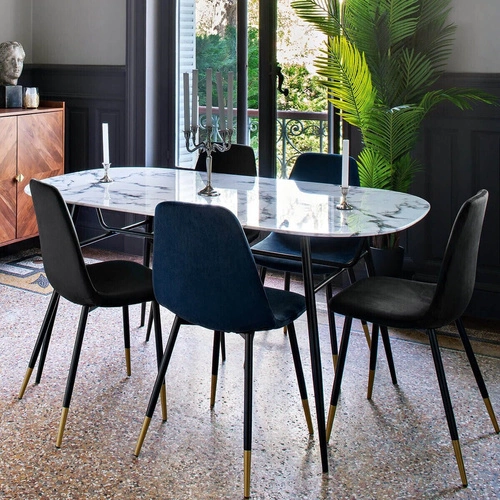 Krzesło tapicerowane Tyka czarne Atmosphera do jadalni nowoczesne na metalowych nogach