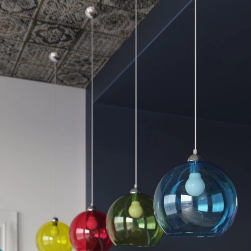 Lampa wisząca kula BALL żółta nowoczesna do salonu, kuchni, jadalni lub nad wyspę