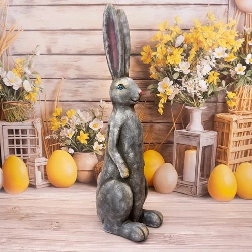 Intesi figurka wielkanocna zając wysoki 81cm szary dekoracja do salonu i na stół nowoczesna