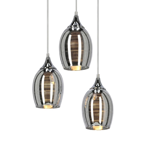 Lampa wisząca Marina 3-punktowa szklana chrom nowoczesna do salonu i jadalni