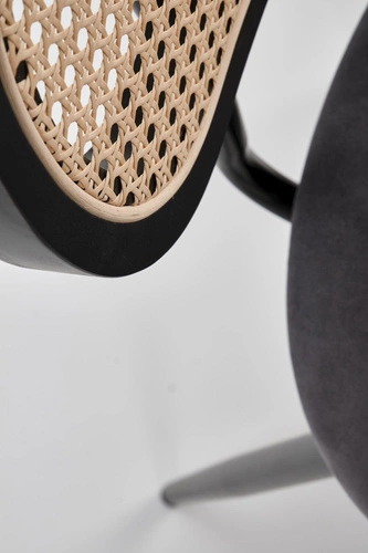 Krzesło do jadalni tapicerowane welur szare Sophie Intesi nowoczesne z oparciem