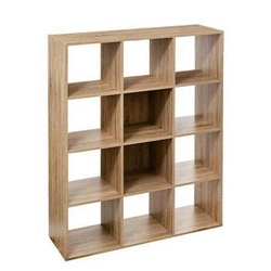 Regał na książki Kali 12 półek drewniany skandynawski do salonu i biura naturalny 5five