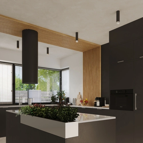 Plafon sufitowy NERO 22,5 czarny chrom nowoczesny metalowy do salonu i kuchni SOLLUX