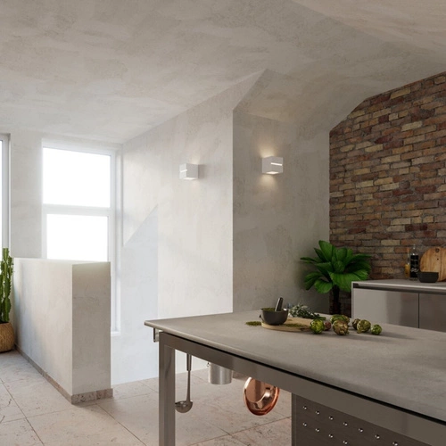 Kinkiet ścienny nowoczesny LEO LINE Sollux biały ceramiczny do salonu i sypialni 14x14 cm