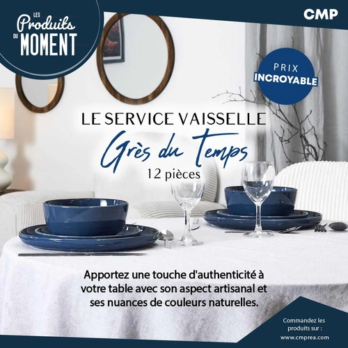 Zestaw obiadowy Temp nowoczesny niebieski komplet talerzy na 4 osoby do jadalni