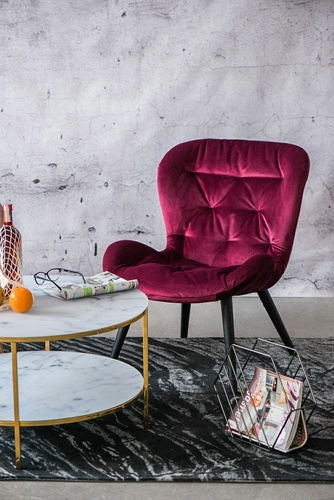 Stolik kawowy Alisma okrągły szklany glamour z półką biały i złoty do salonu 80 cm