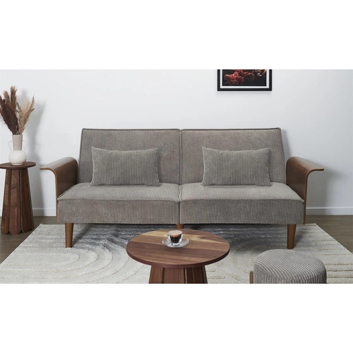 Sofa rozkładana Scott szara sztruksowa 3 osobowa z regulowanym oparciem do salonu Intesi