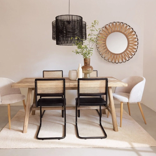 Stół rozkładany do jadalni Aeris 180-220 cm drewno akacjowe nowoczesny blat jodełka Atmosphera