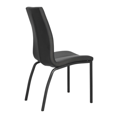 Krzesło tapicerowane ekoskóra Asama Actona czarne do jadalni nowoczesne na metalowych nogach