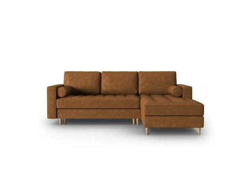 Narożnik z funkcją spania Gobi Camel Leather Imitation prawostronny