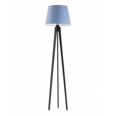 Lampa stojąca do salonu Curacao niebieska nowoczesna drewniana z abażurem Lysne 158 cm