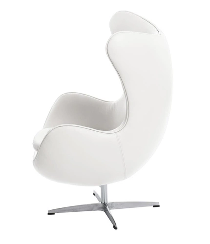 Fotel Jajo Egg D2.DESIGN skórzany biały obrotowy z funkcją kołyski do salonu nowoczesny