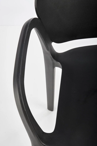 Krzesło do jadalni i ogrodu Nadine Intesi czarne nowoczesne z podłokietnikami sztaplowane