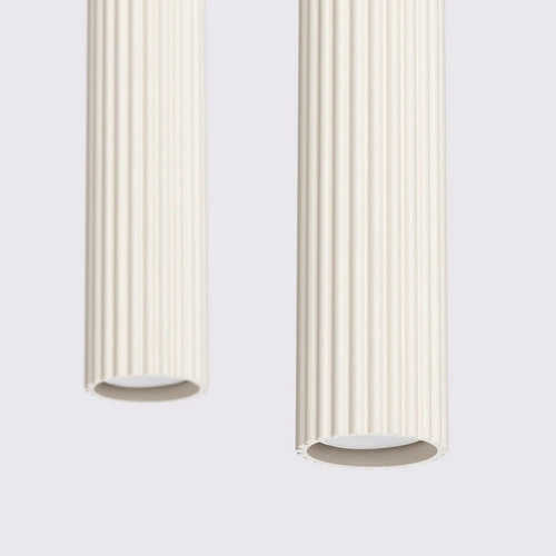 Lampa wisząca Karbon 2 beżowa regulowana do salonu i kuchni minimalistyczna aluminium