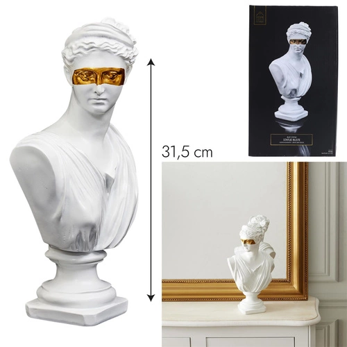 Figurka dekoracyjna popiersie Afrodyty Intesi biało-złota 31 cm do salonu lub na prezent