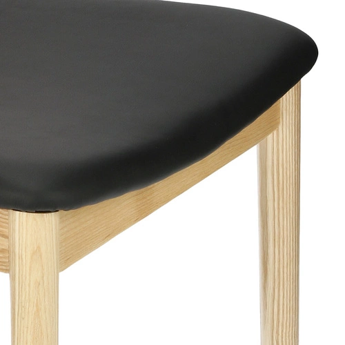 Krzesło drewniane Codo inspirowane Elbow Chair do jadalni naturalne z ekoskóry D2.DESIGN