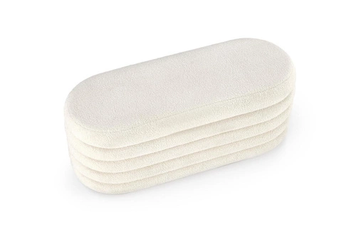 Ławka ze schowkiem Lessi kremowa bouclé do przedpokoju i sypialni w stylu boho