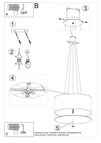 Żyrandol Otto 60 czarny nowoczesny lampa sufitowa do salonu jadalni sypialni