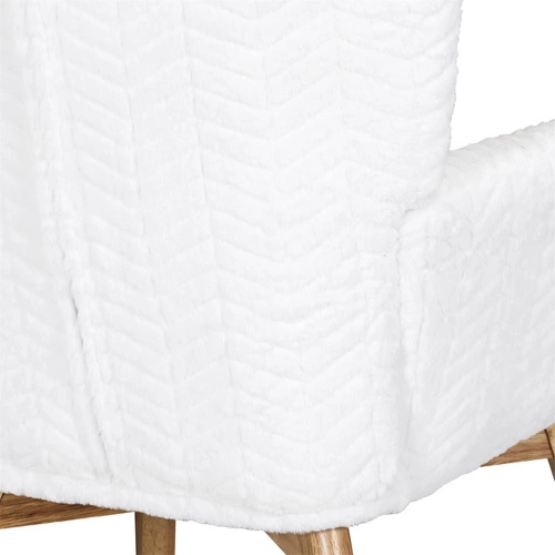 Fotel uszak Helsinki biały patchwork do salonu skandynawski aksamitny z podłokietnikami