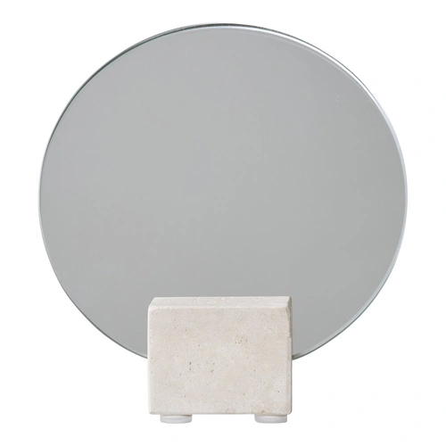 House Nordic okrągłe lustro stojące na trawertynowej podstawie 18 cm