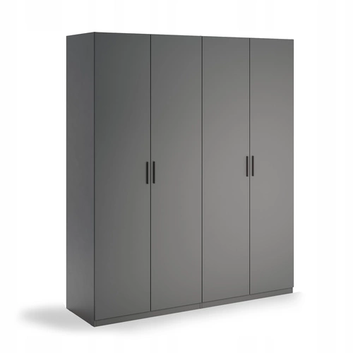 Szafa 4-drzwiowa Della grafitowa nowoczesna z półkami do sypialni z opcją personalizacji