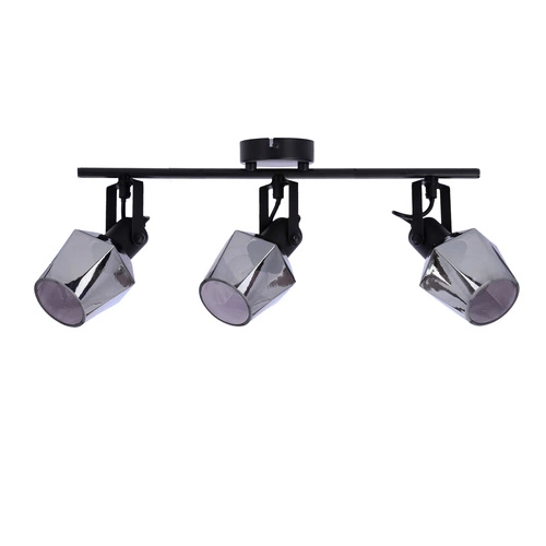 Lampa sufitowa Randi listwa czarny  matowy 3x15W E14 klosz dymiony