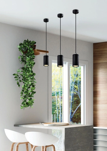 Lampa wisząca Tubo czarna metalowa regulowana do salonu i kuchni CANDELLUX 10 cm