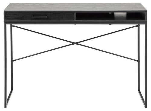 Biurko nowoczesne z szufladą Seaford czarne 110 cm do pracy i pokoju młodzieżowego Actona