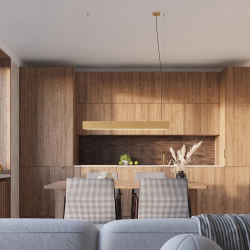 Nowoczesna złota lampa wisząca SPARK do salonu i nad stół, regulowana wysokość