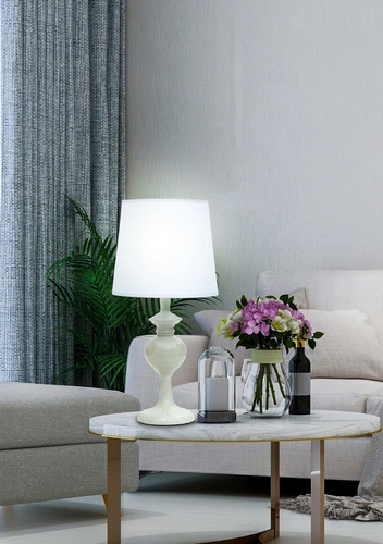 Lampka nocna do sypialni Berkane niebieska nowoczesna z abażurem 41 cm CANDELLUX