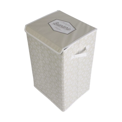 Intesi nowoczesny kosz na pranie do łazienki szary materiałowy z pokrywą i uchwytami 60x35x30 cm