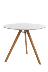 Stół okrągły do jadalni Intesi Rocket biały blat drewniane nogi nowoczesny 90 cm