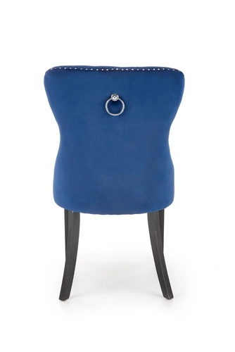Krzesło do jadalni Charlotte Intesi tapicerowane welur granatowe z drewnianymi nogami glamour