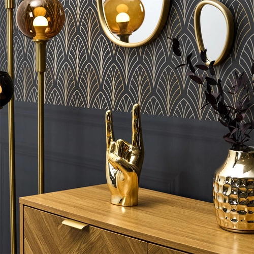 Figurka dekoracyjna Dłoń Rock and Roll Intesi złota ceramiczna do salonu lub na prezent