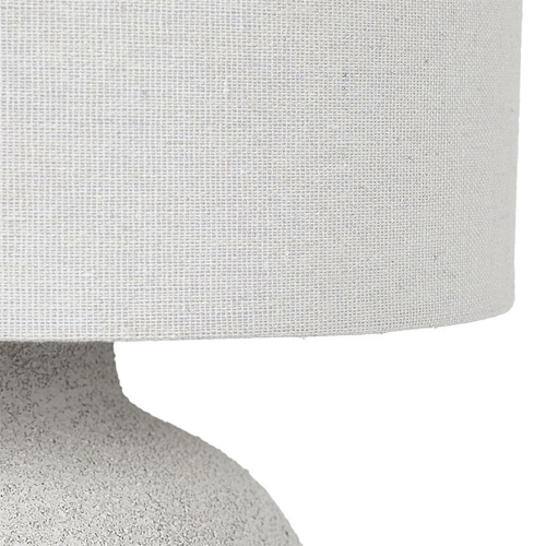 Lampa stołowa Amani ceramiczna szara z bawełnianym abażurem do sypialni i salonu nowoczesna