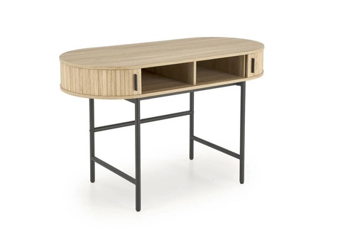 Biurko Bahli skandynawskie do pracy 120 cm nowoczesne naturalne z czarnymi nogami Intesi