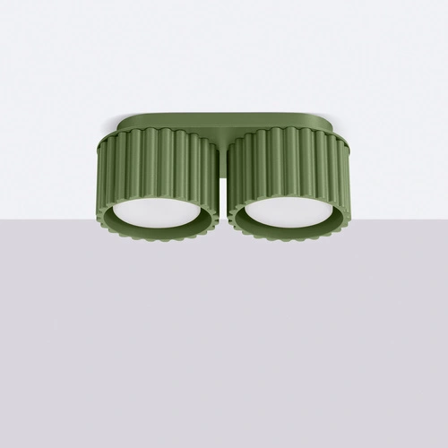 Plafon nowoczesny AURA 2 zielony oliwkowy okrągły do salonu lub kuchni aluminium