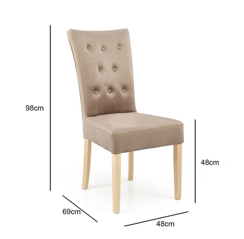 Krzesło tapicerowane welurowe Xsavier Intesi do jadalni beżowe z drewnianymi nogami