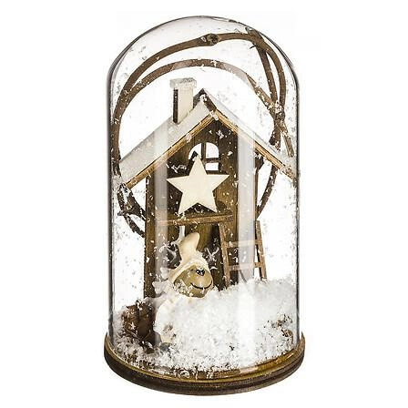 Dekoracja bożonarodzeniowa Renifer pod szklanym kloszem Feeric Christmas do postawienia na stół